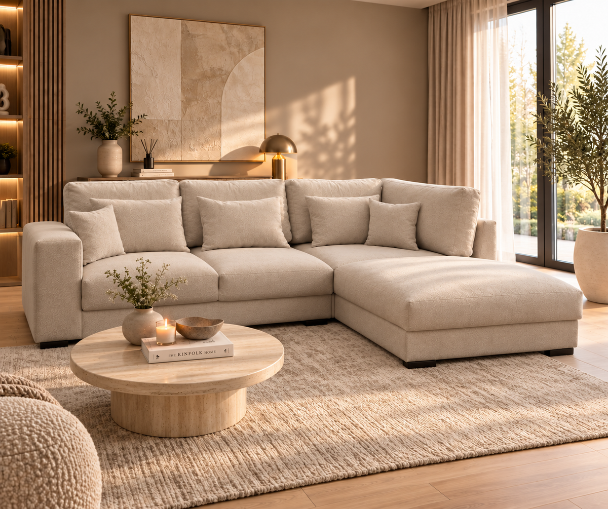MLM - Hoeksalon Tine L -Licht beige - Rechts – 310x200cm