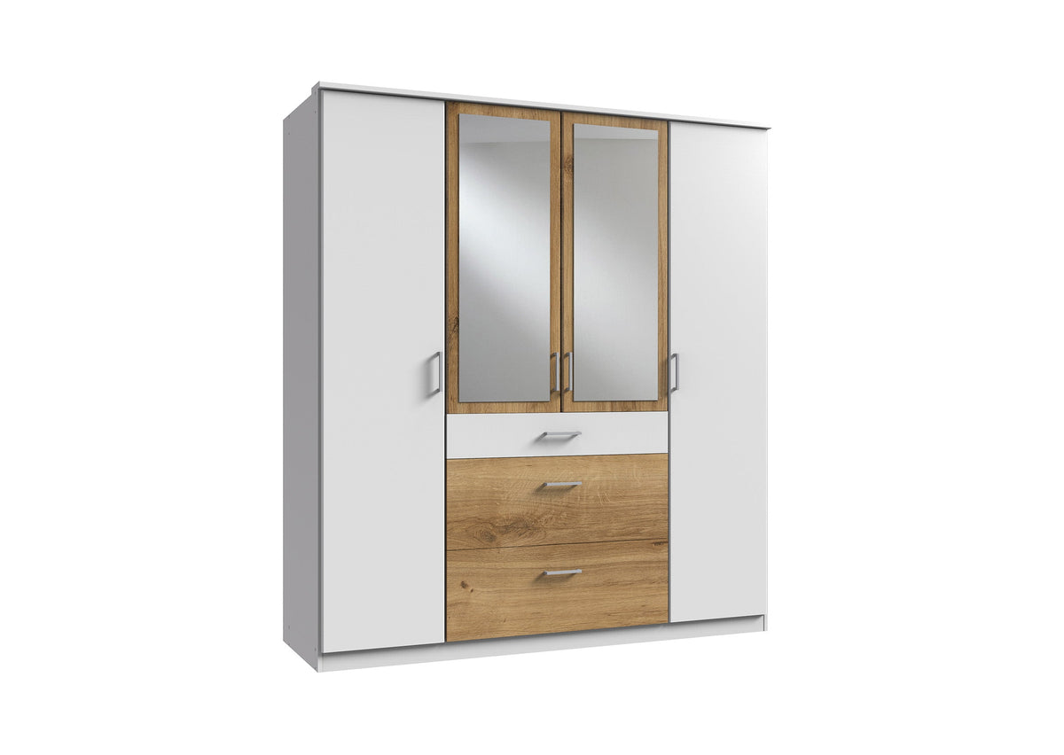 Wimex - Armoire Click - 144630 - Blanc/Chêne - 179x199x58cm