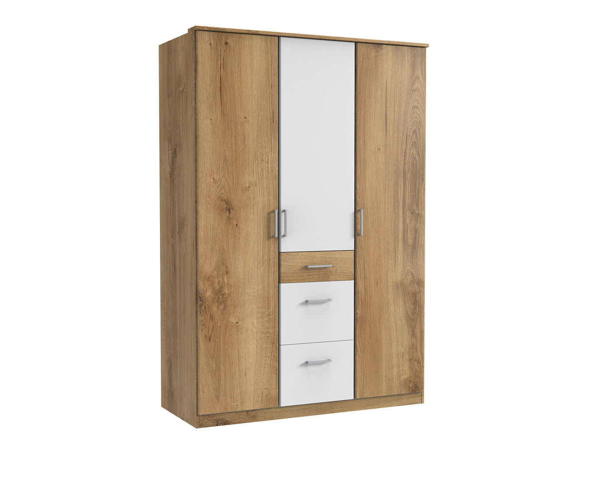 Wimex - Armoire Click - 146625 - Chêne/Planches blanches - 135x199x58cm