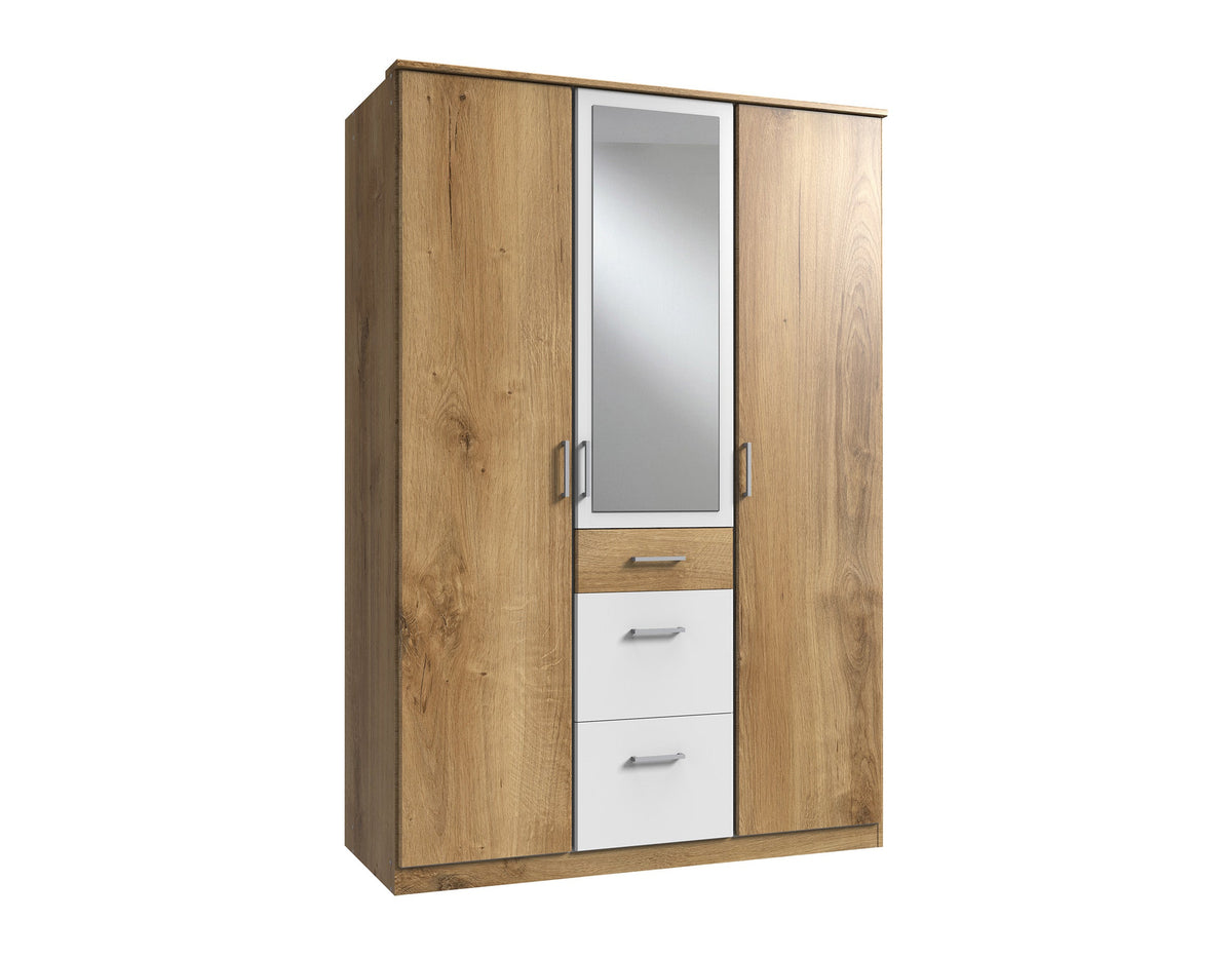 Wimex - Armoire Click - 146629 - Planches Chêne/Blanc - 135x199x58cm