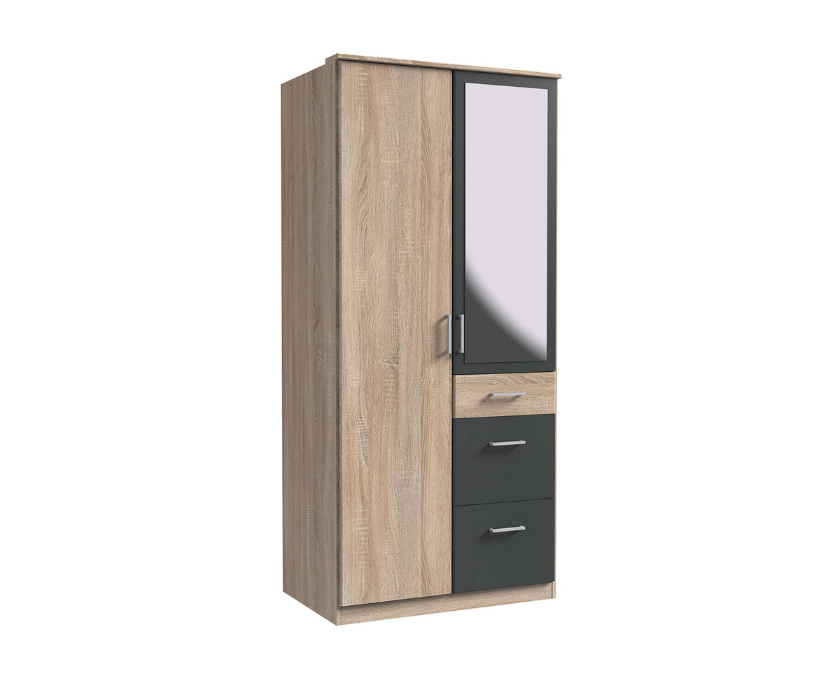 Wimex - Kleerkast Click - 161628 - Ruwe Eik/Grafiet Eik - 91x199x58cm