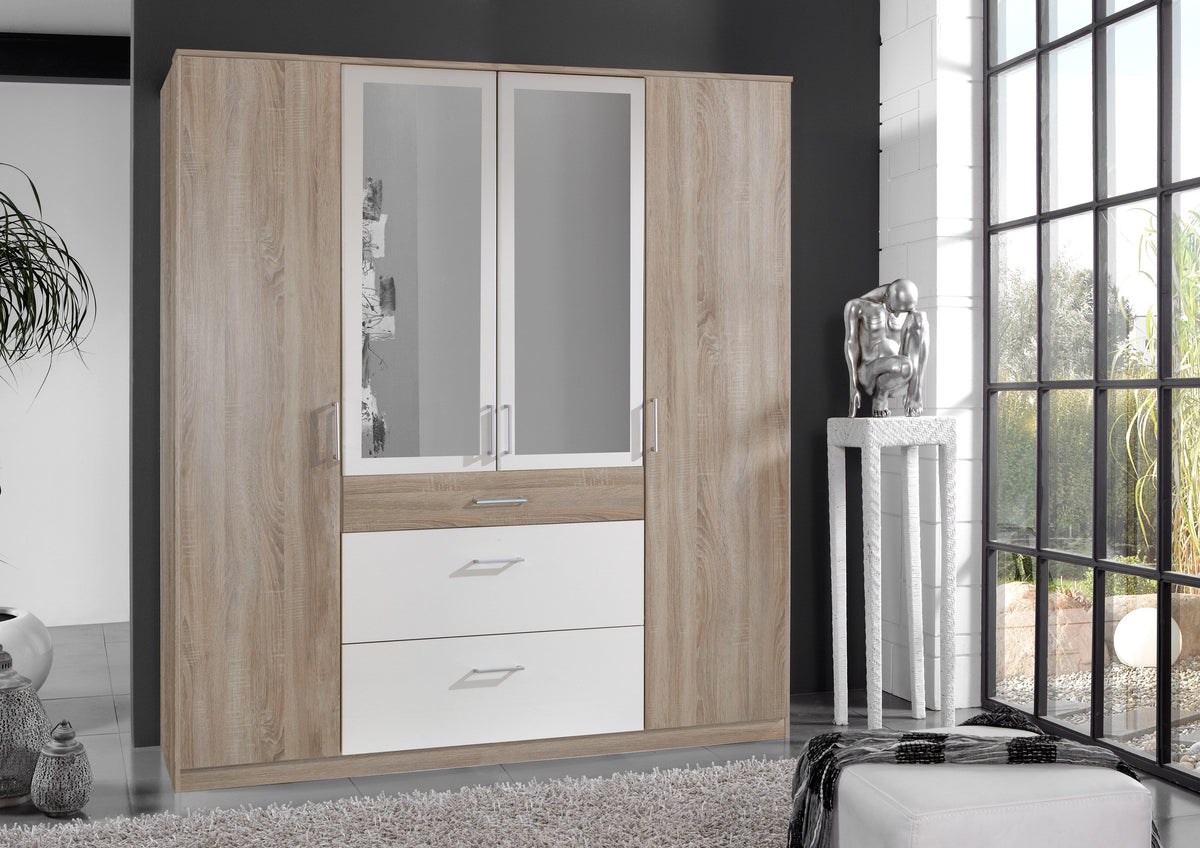 Wimex - Armoire Click - 189630 - Chêne brut/Blanc - 179x199x58cm