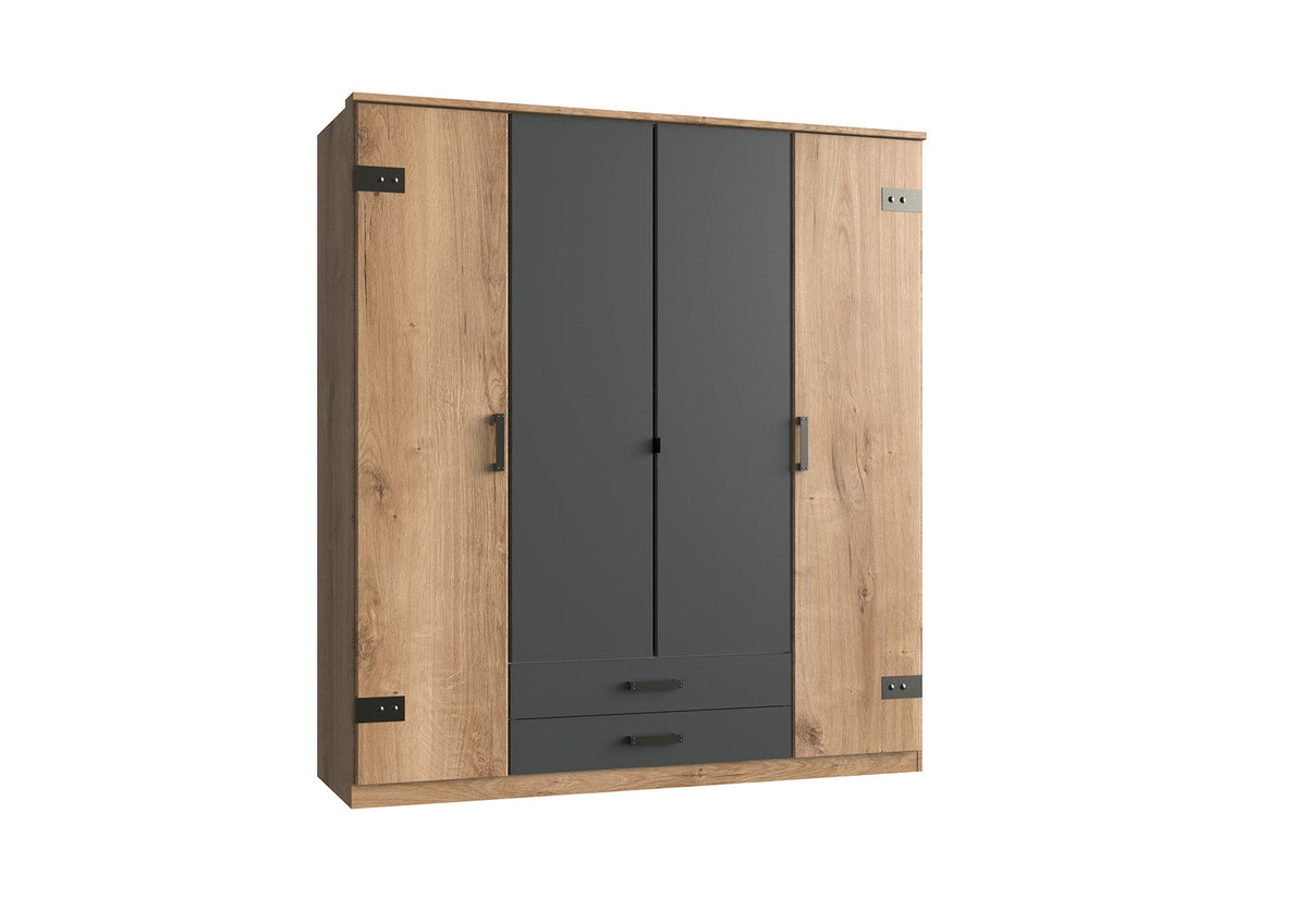 Wimex - Armoire en liège - T25473 - Planches chêne/graphite - 180 x 199 x 58 cm