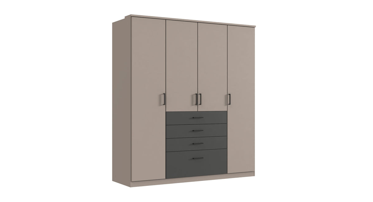 Wimex - Armoire Cottbus - T69552 - Gris Sahara/Graphite - 180x199x58cm