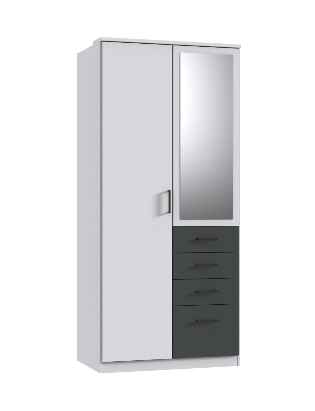 Wimex - Armoire Cottbus - T70553 - Blanc/Graphite - 90x199x58cm