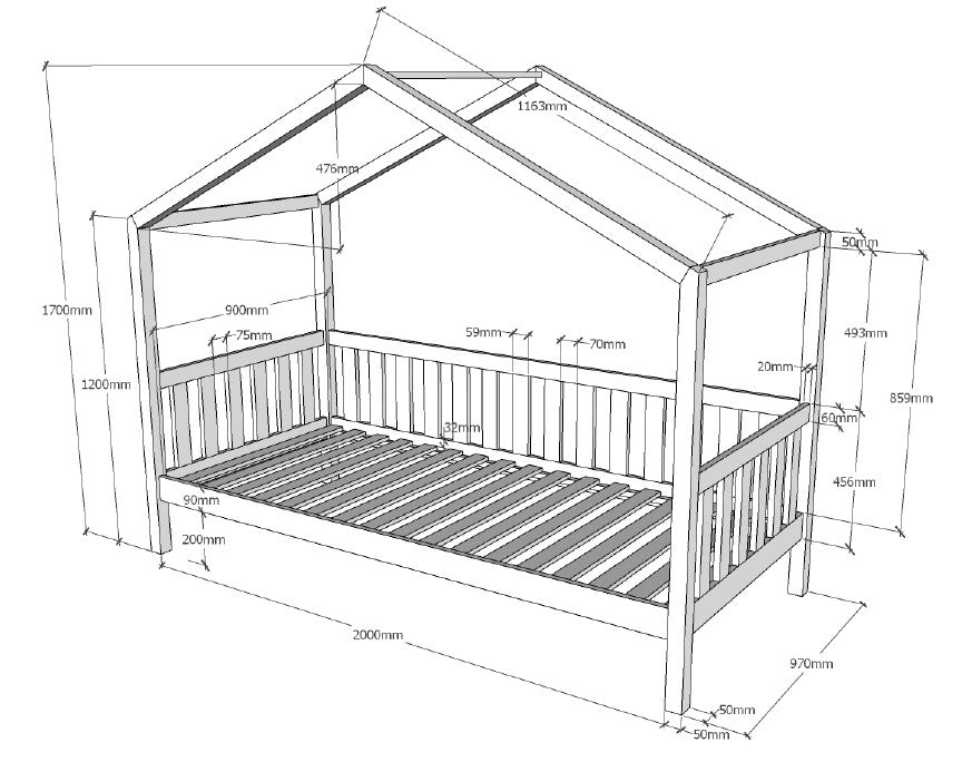 Antraciet DALLAS-bed (90x200) met bijpassend rolbed.