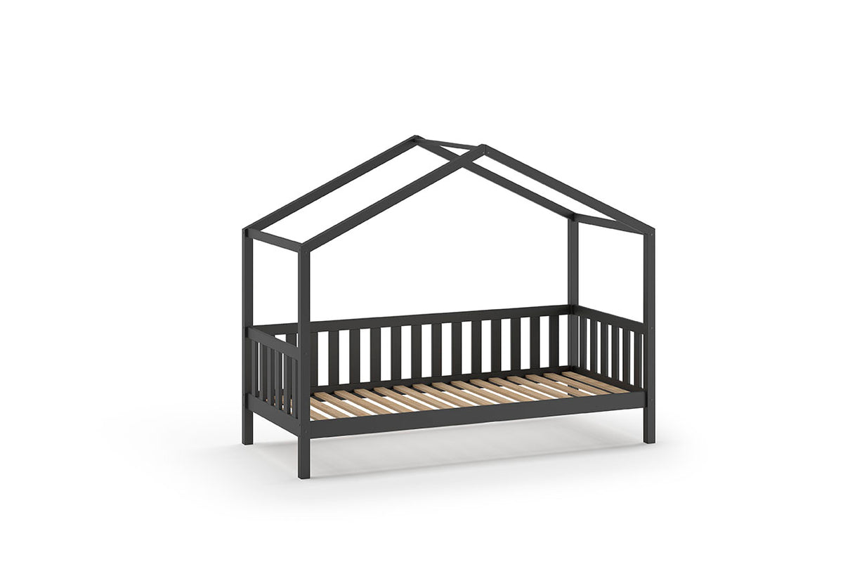 Antraciet DALLAS-bed (90x200) met bijpassend rolbed.