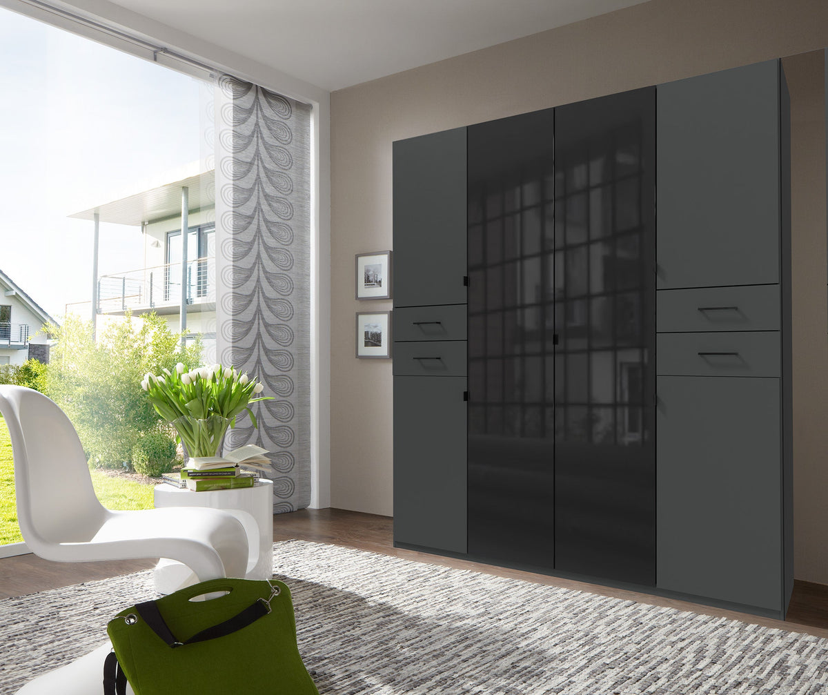 Wimex - Armoire Danzig - D25654 - Graphite/Noir - 180x208x58cm
