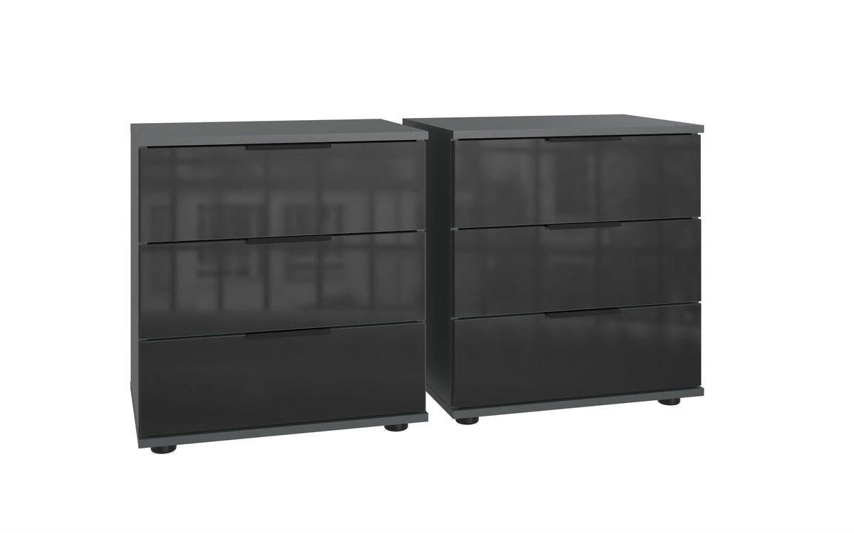 Wimex - Set van 2 nachtkastjes (hoog) Danzig - D25718 - Grafiet/Zwart - 52x58x38cm