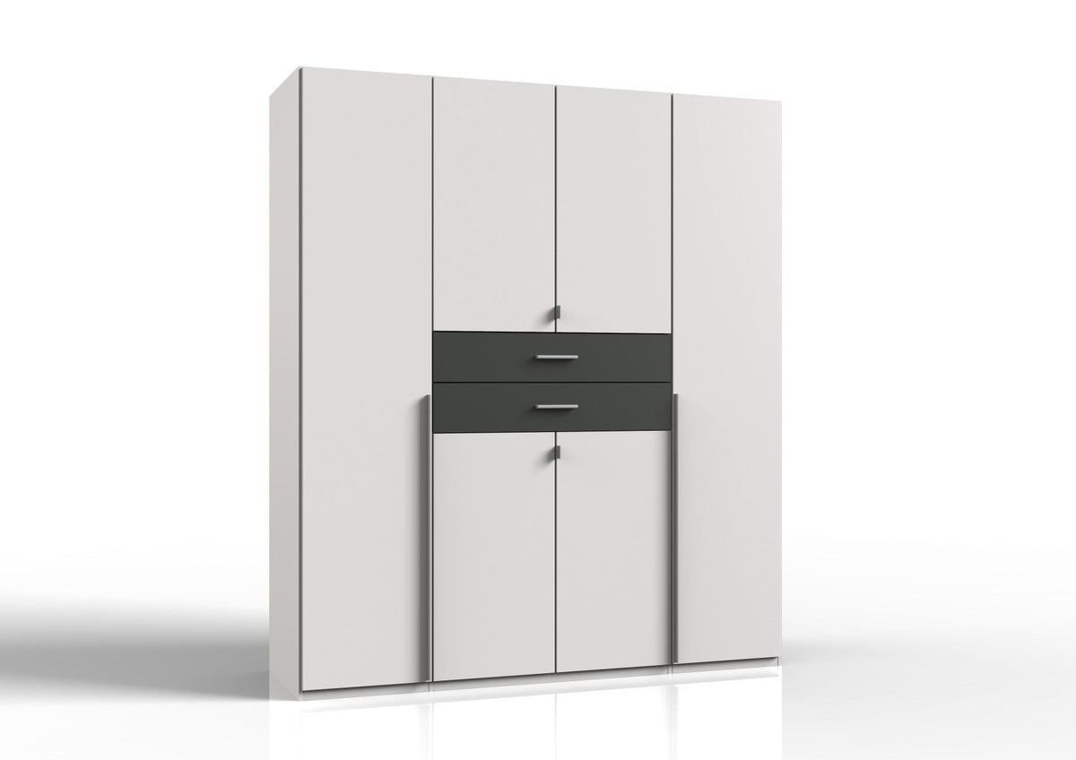 Wimex - Armoire Denver - E57728 - Blanc/Graphite - 180x208x58cm