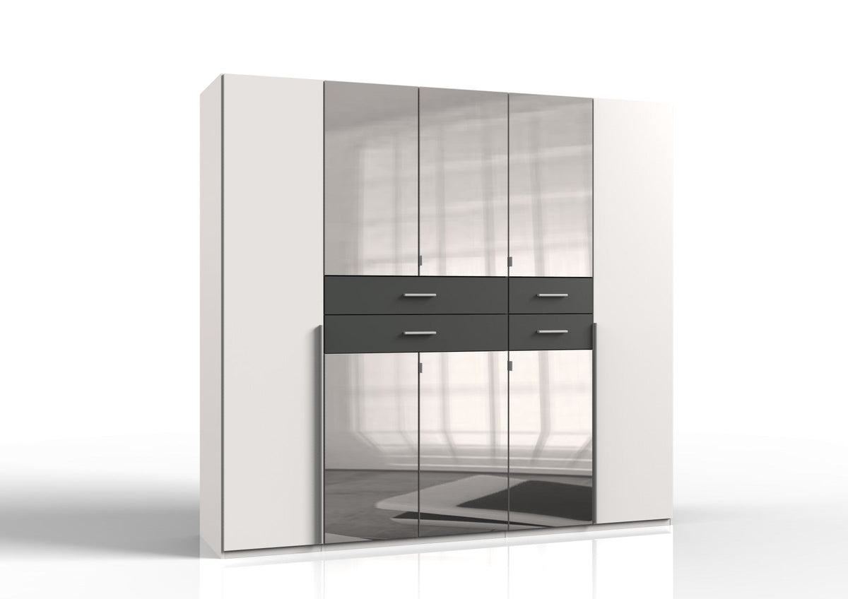 Wimex - Armoire Denver - E57731 - Blanc/Graphite - 225 x 208 x 58 cm