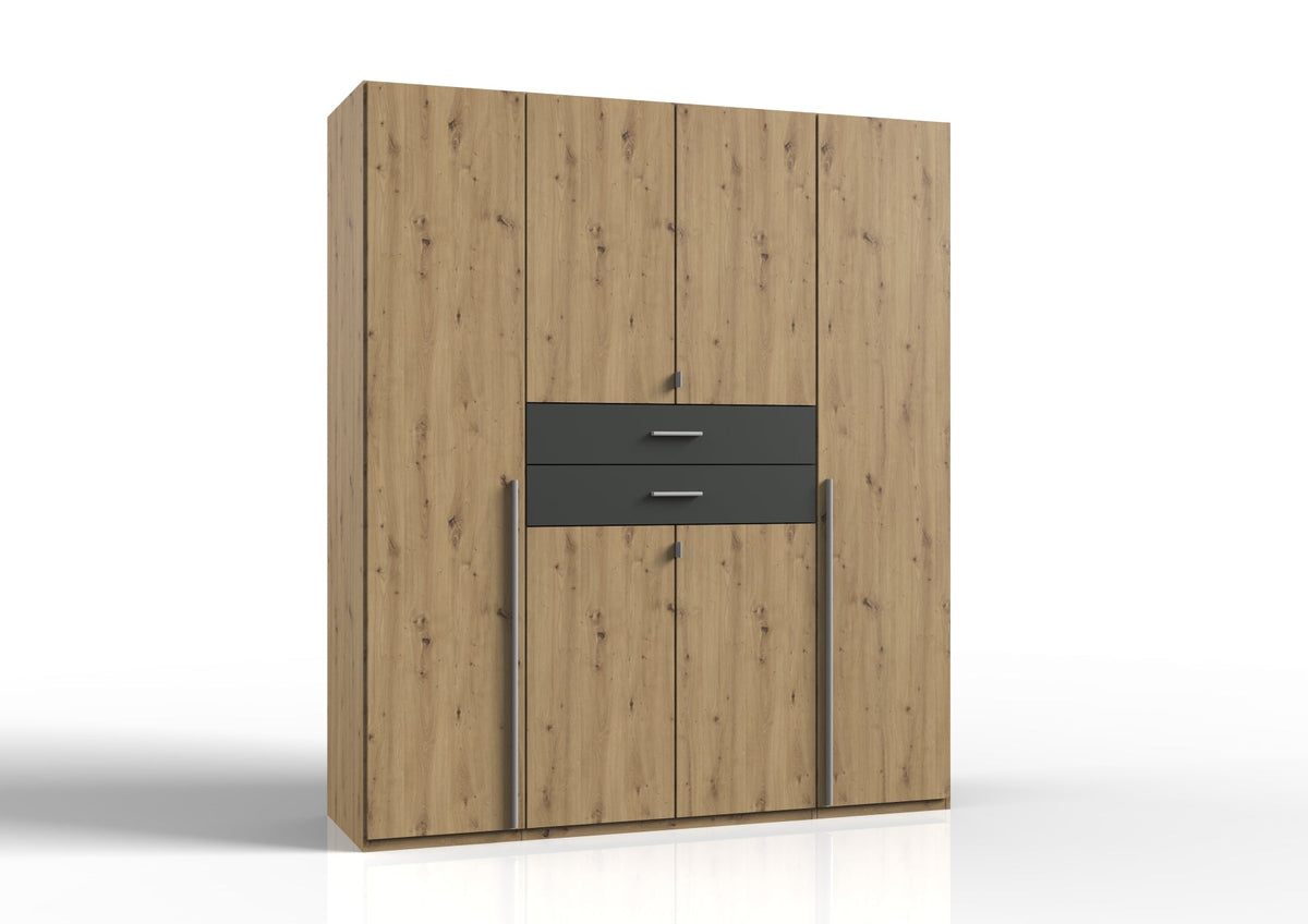 Wimex - Armoire Denver - E58728 - Chêne Artisan/Graphite - 180x208x58cm