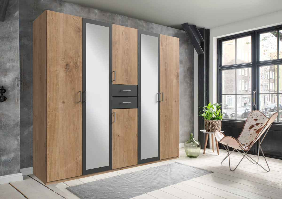 Wimex - Armoire Diver - 454547 - Chêne/Planches graphite - 225x208x58cm