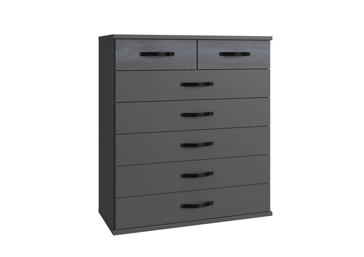 Wimex - Commode Duo - T44319 - Graphite/Acier/Noir - 91x106x40cm