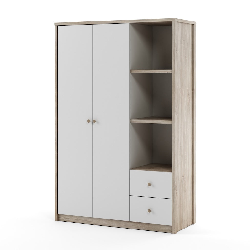 TYC - Kleerkast Oziel 2D - Ivory Oak + White - 135x205x55cm