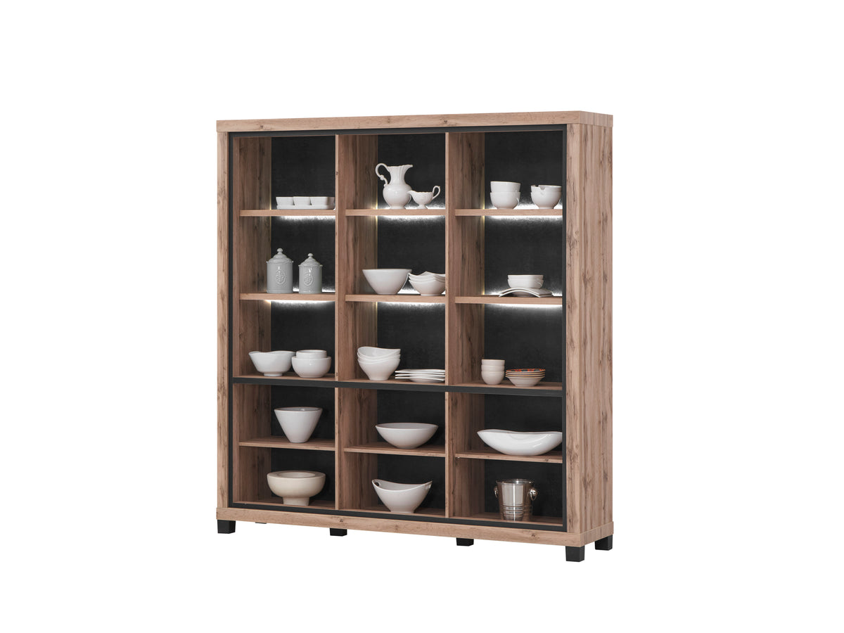 TYC - Glaskast 3-deur Olivier - Canada Oak - 191x205x45cm