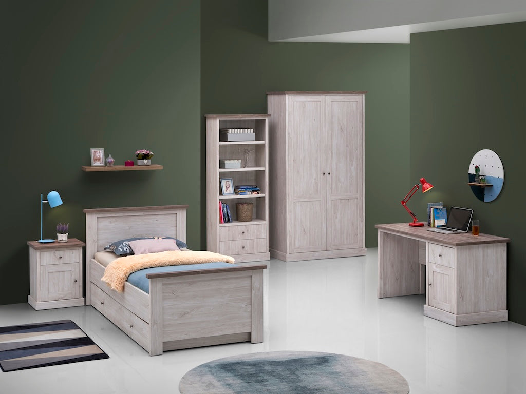 Jeugdkamer Odette - 3-delige set met 2deurs kast - White oak - autumn oak