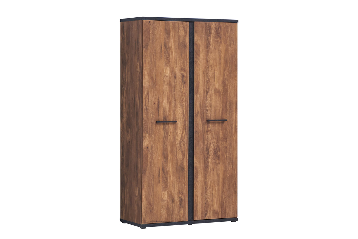 TYC - Armoire 2D Ormand - Acacia + Béton Noir - 108x208x55cm