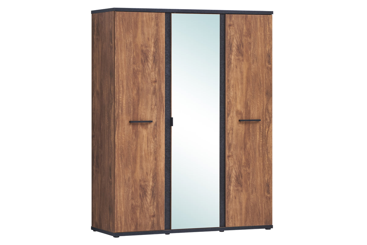 TYC - Armoire Ellen - 3 portes battantes - Chêne Foncé/Anthracite - 164x208x55cm