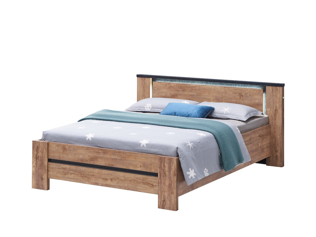 TYC - Lit Osric - Chêne industriel + Black Line - 193x92x209,5cm