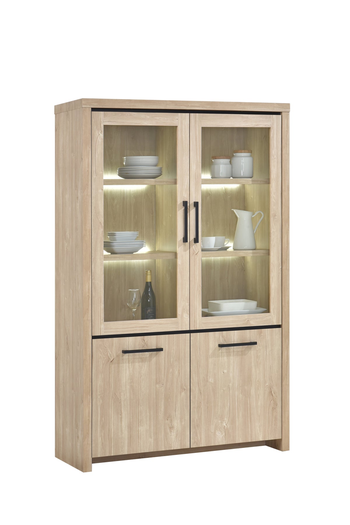 TYC - Glaskast Orla - Ivory Oak - 120x190x45cm
