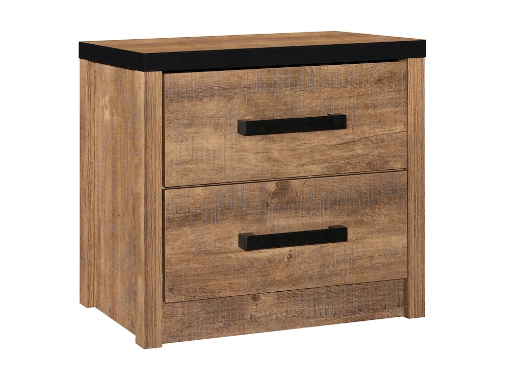 TYC - Chambre pour jeunes Oline - Ensemble 3 pièces avec armoire 2 portes - Chêne industriel - ligne noire