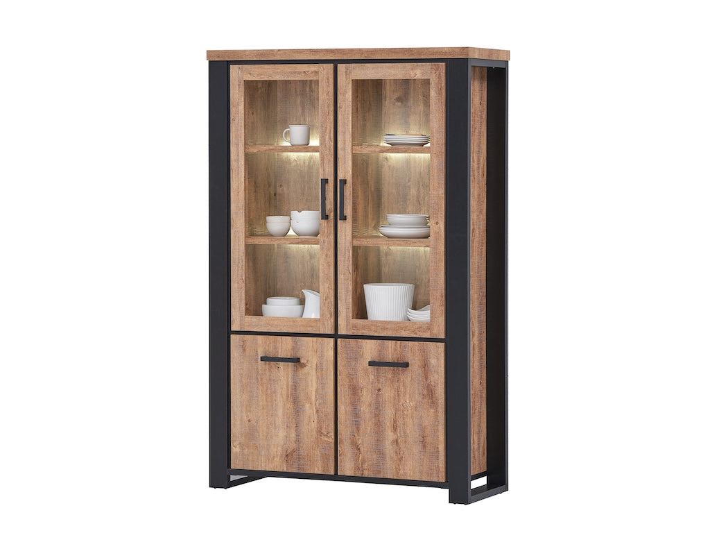 TYC - Glaskast 2D Osbert - Industrial Oak - 126x195x45cm
