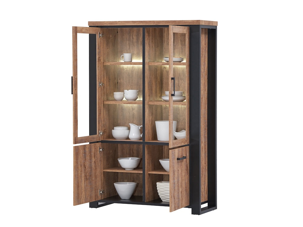 TYC - Glaskast 2D Osbert - Industrial Oak - 126x195x45cm