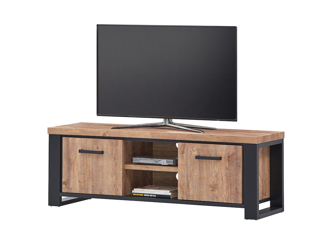 TYC - Meuble TV 2 portes Osbert - Chêne industriel - 160x50x45cm