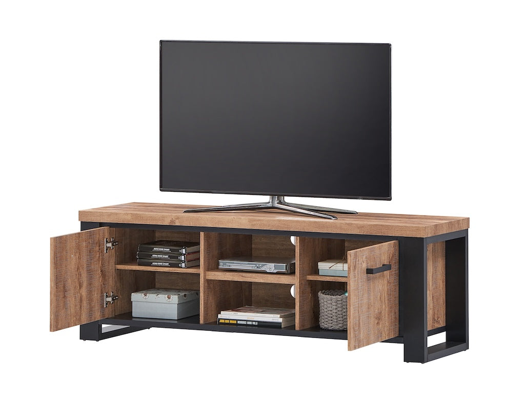 TYC - Meuble TV 2 portes Osbert - Chêne industriel - 160x50x45cm