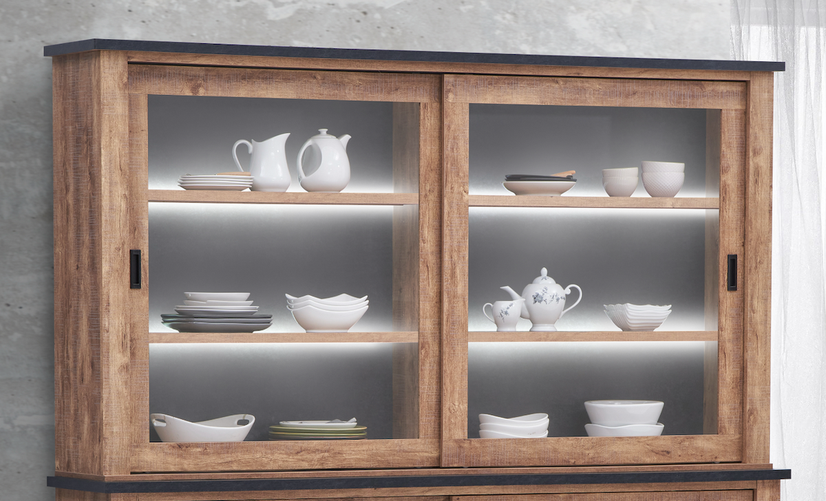 TYC - Bovenkast + LED4100 incl. Omero  - Industrail Oak - 221x122x40cm