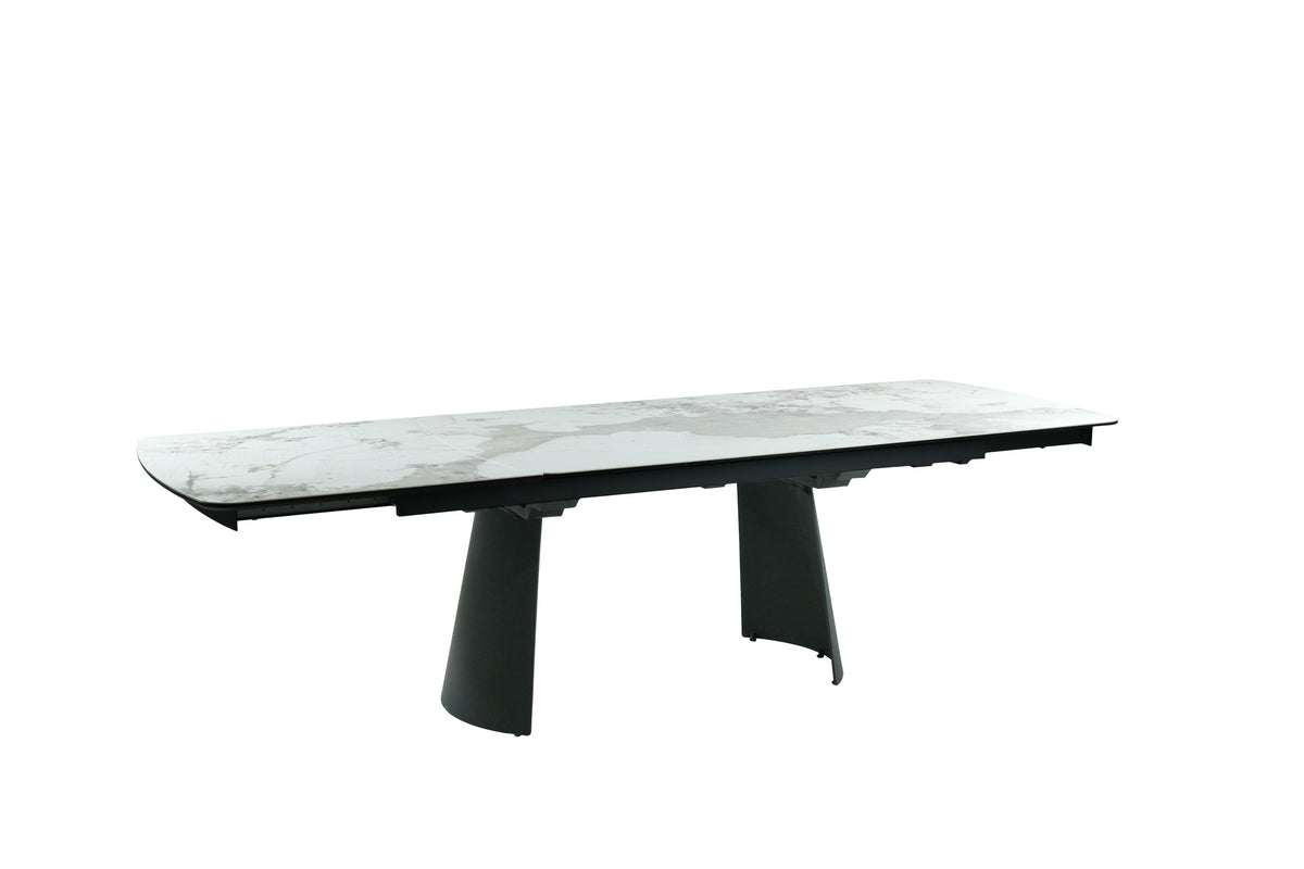 GBO - Table TF2505 - Arrondie - Marbre - 200 (280) x 100 x 76 cm