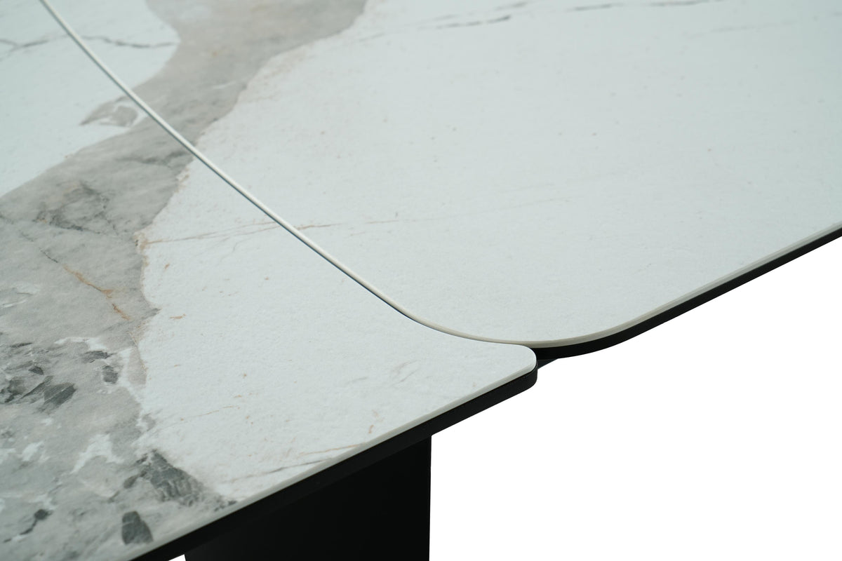 GBO - Table TF2505 - Arrondie - Marbre - 200 (280) x 100 x 76 cm