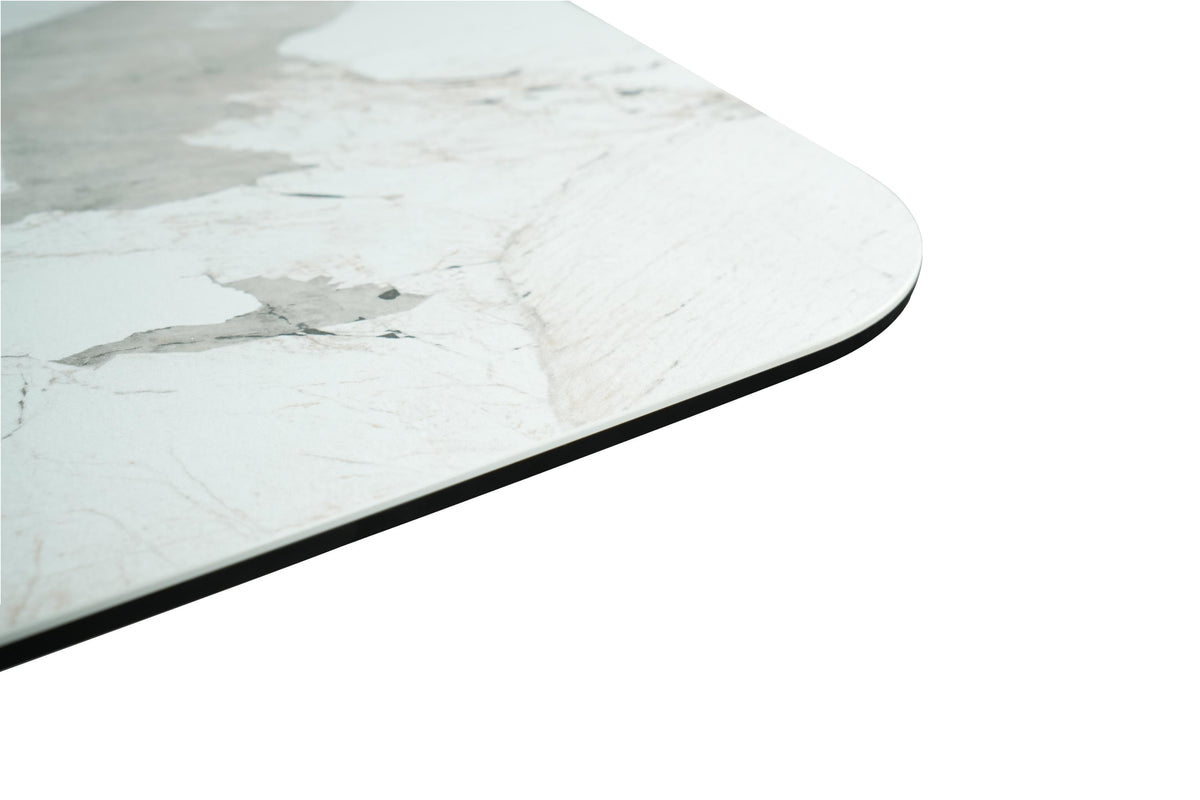 GBO - Table TF2505 - Arrondie - Marbre - 200 (280) x 100 x 76 cm