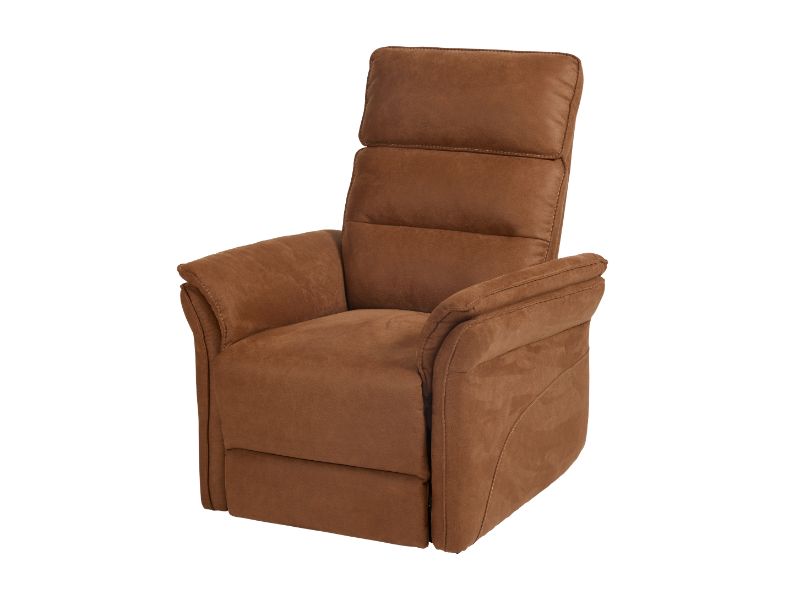 GBO - Fauteuil relax Mandelieu - Tissu cognac - 75x92xh105 cm