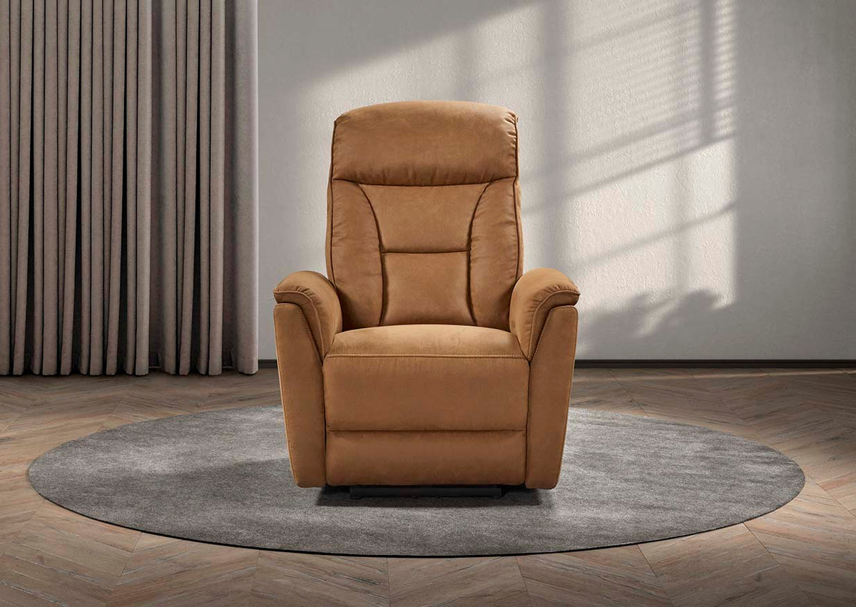 Fauteuil relax Nikolai - Tissu Cognac - 75x105x92cm