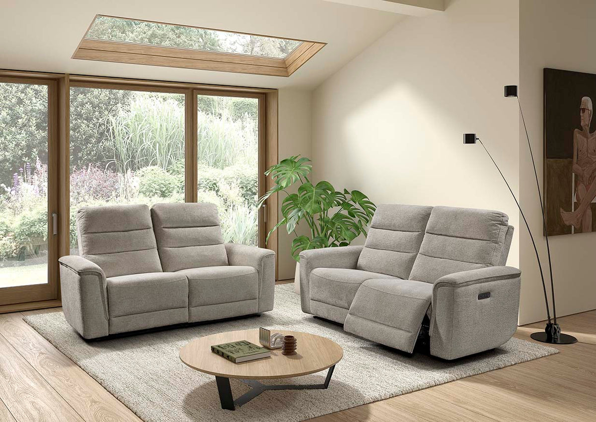 GBO - Canapé 2 places fixe Omessa - Tissu Beige - 196x107x99 cm