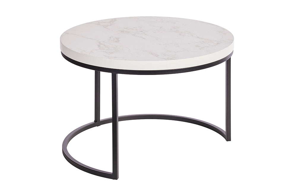 GBO - Table d'appoint SL2303 - Ronde - Halifax Blanc - 76 /56 x H 50 /43 cm
