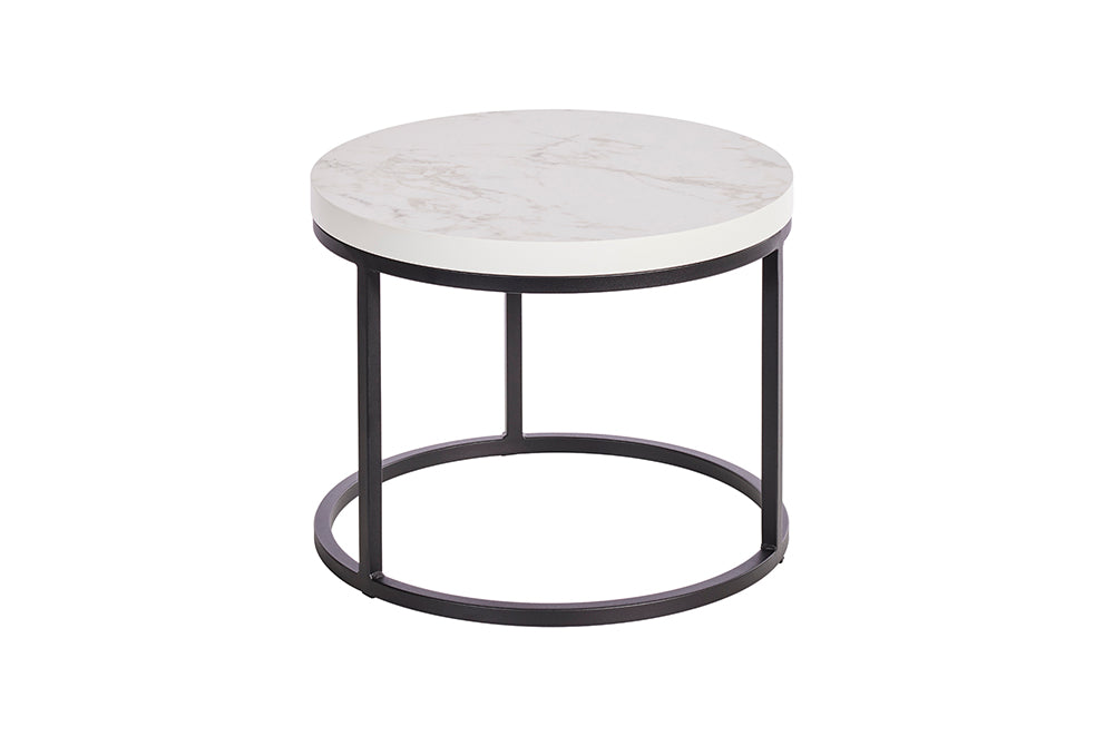 GBO - Table d'appoint SL2303 - Ronde - Halifax Blanc - 76 /56 x H 50 /43 cm