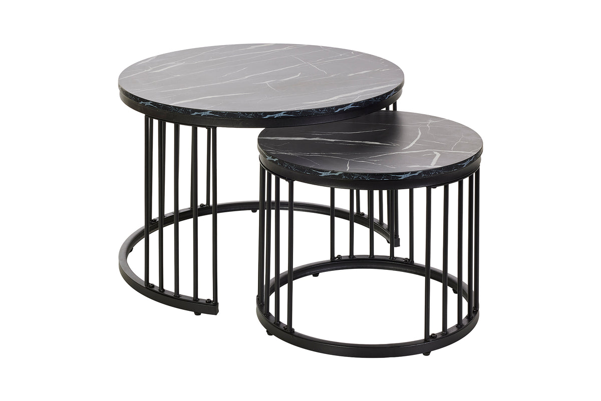 GBO - Bijzettafel Joy - Zwarte marmerlook - 70 x H 45/50 x H 38 cm