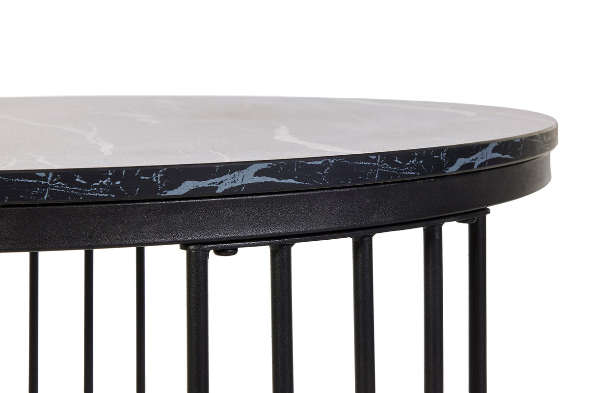 GBO - Bijzettafel Joy - Zwarte marmerlook - 70 x H 45/50 x H 38 cm