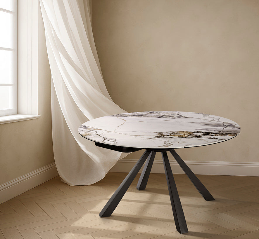 GBO - Ronde Tafel van Kera - Marmer - 90 (150) x 150 x 78 cm