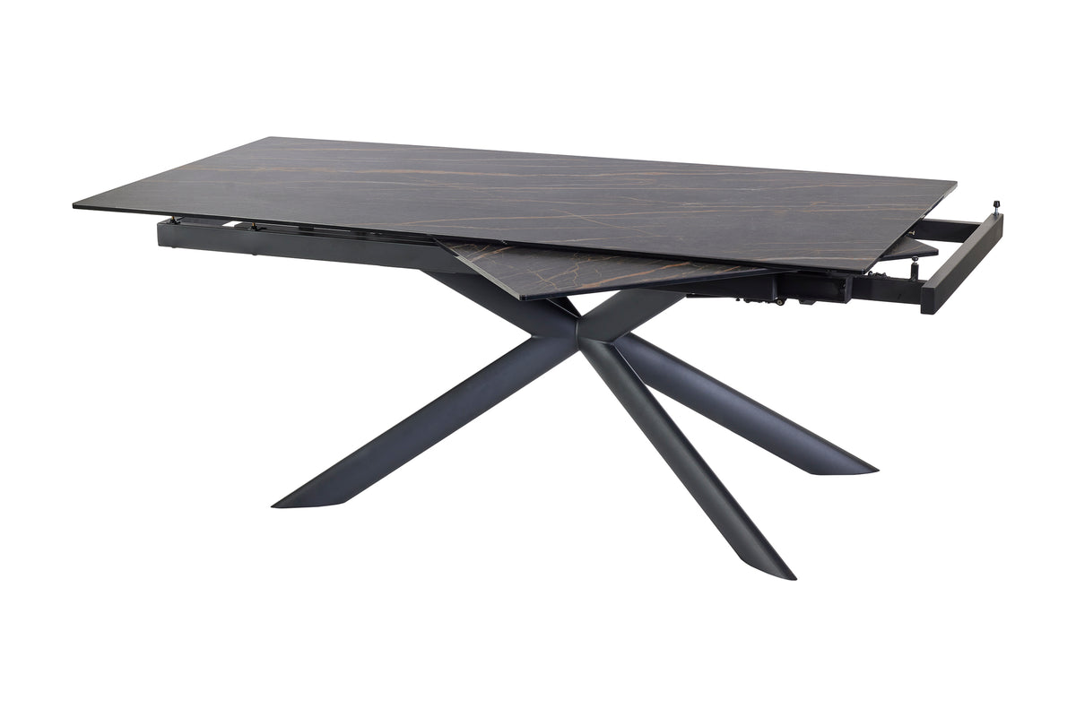 GBO - Table à manger céramique rectangulaire TF2511 - Anthracite - 200 (300) x 100 x 76 cm
