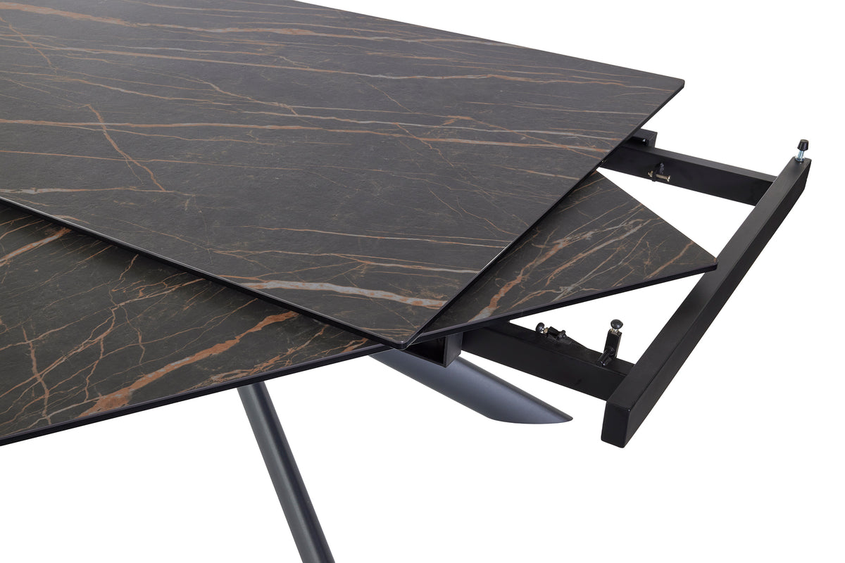 GBO - Table à manger céramique rectangulaire TF2511 - Anthracite - 200 (300) x 100 x 76 cm