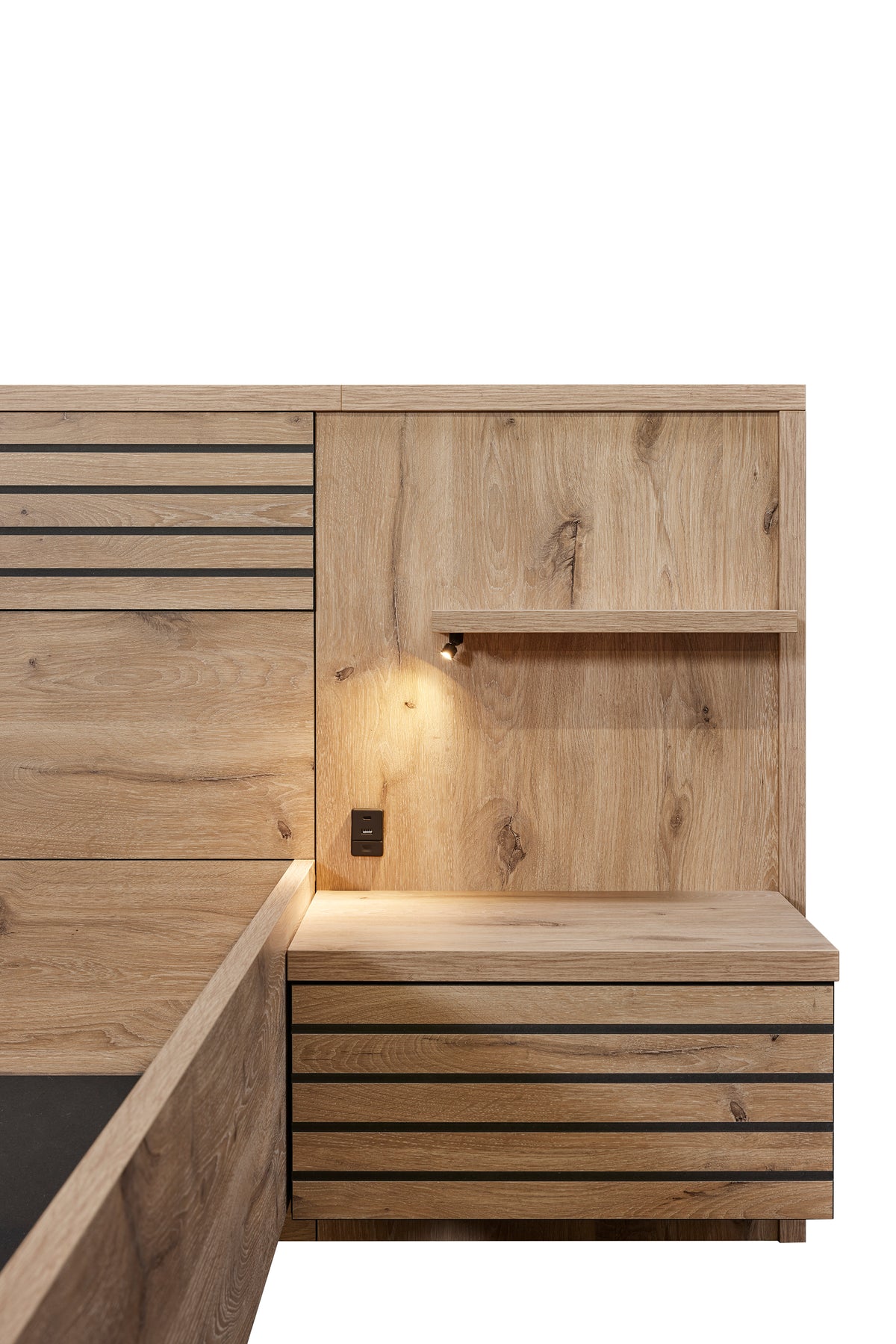 GBO - Tweepersoonsbed + Zijwand +NachtKleerkastjes Tanya - Canyon oak - 180x88x200cm