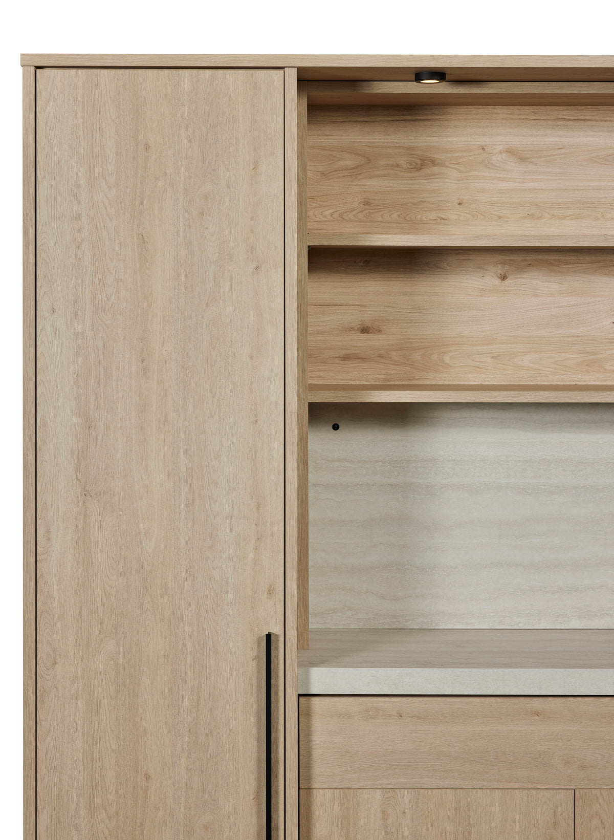 GBO - Keukenwand - Urban oak+Travertin - 230x220x46 cm