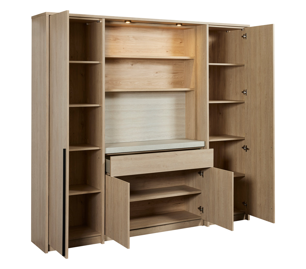 GBO - Keukenwand - Urban oak+Travertin - 230x220x46 cm