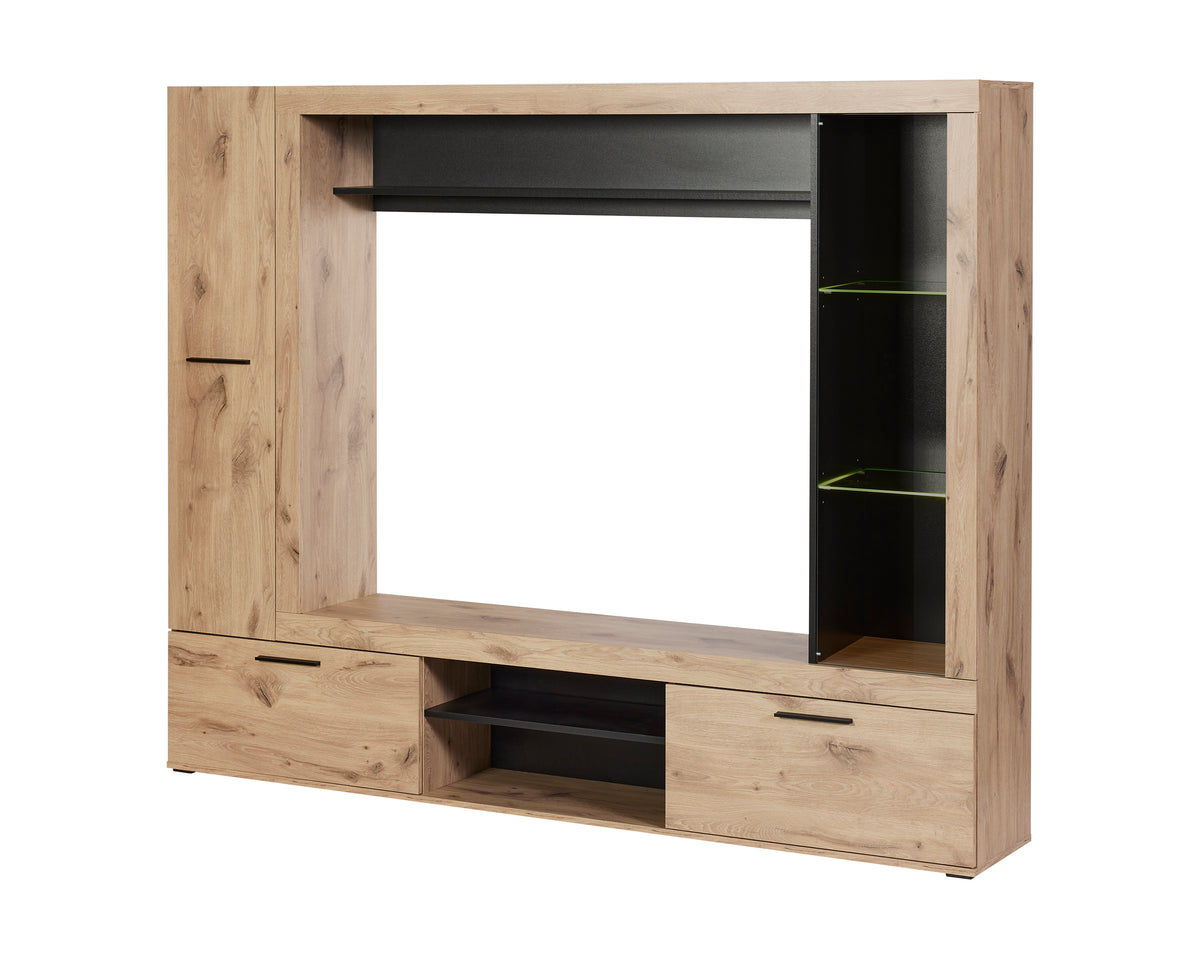GBO - Meuble TV Vigor - Chêne Canyon - 216x175x35 cm