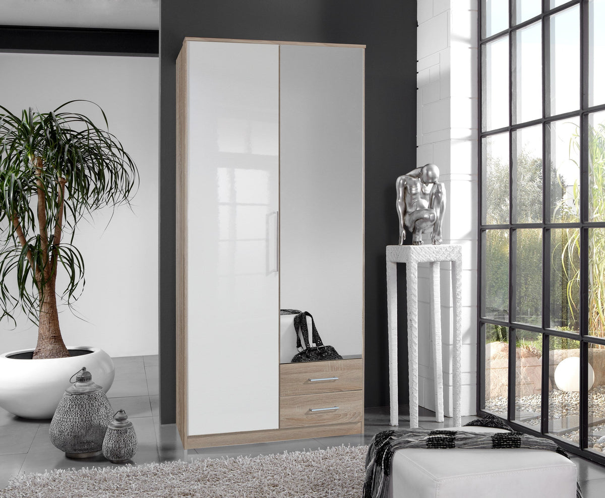 Wimex - Armoire Greven - 111209 - Blanc/Chêne brut - 91x199x58cm