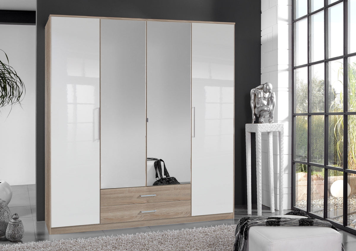 Wimex - Armoire Greven - 111453 - Blanc/Chêne brut - 95x199x98cm